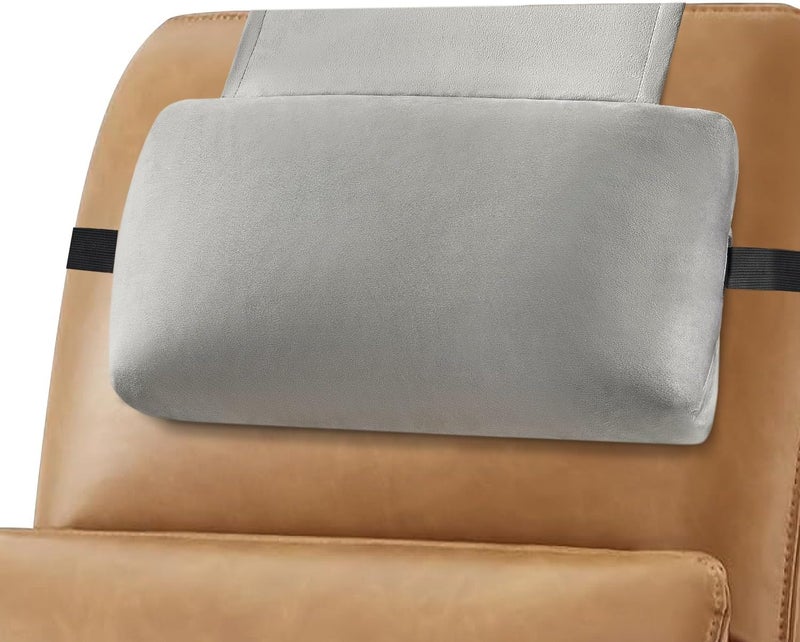 SofGlowly Head Recliner Pillow Adjustable Shredded Memory Foam Headrest Pillows for Recliner Chairs,Non-Slip Velvet Cushion for Pain Relief Neck Support Pillow for Travel Home Sofa Armchair with Zipper Cover - Image 1
